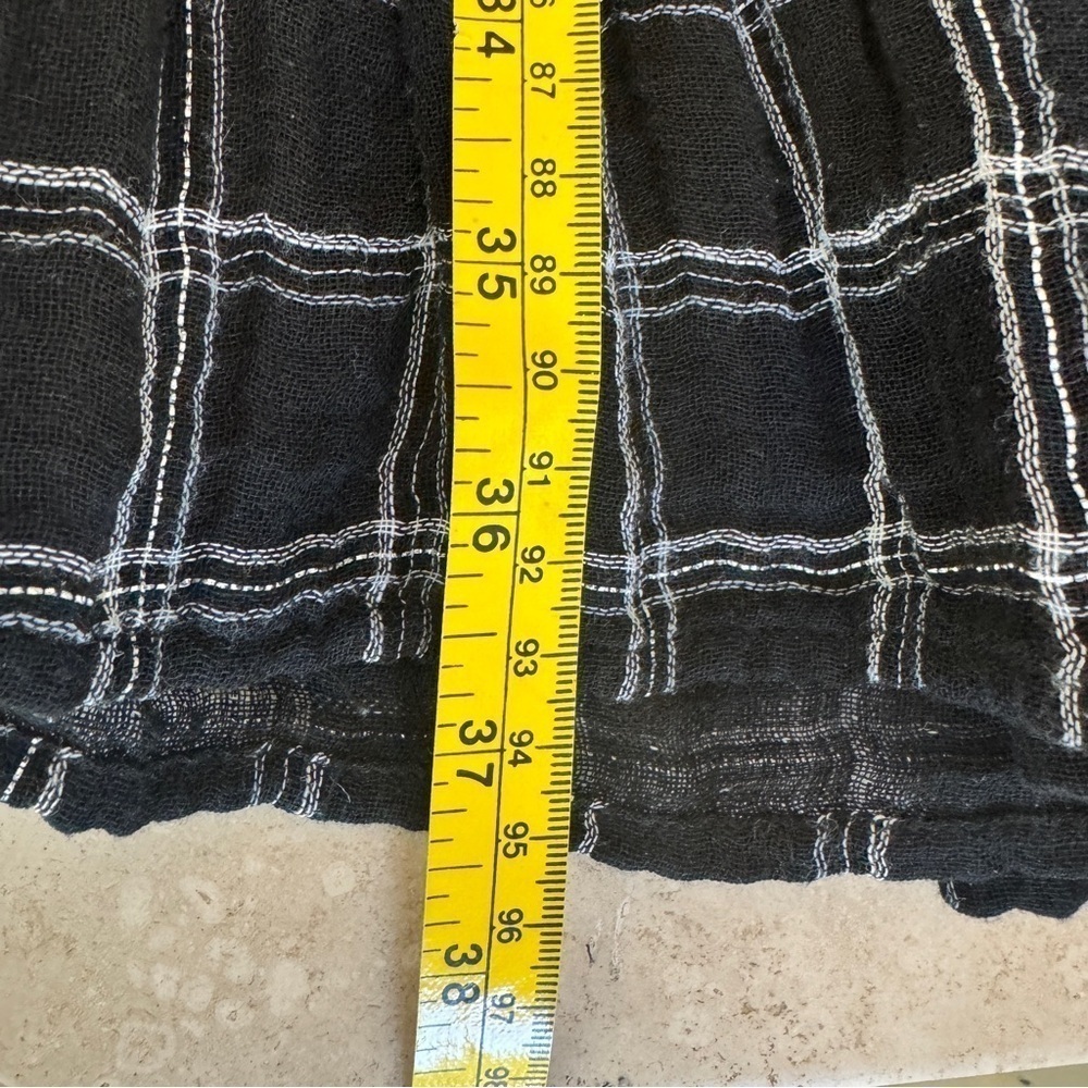 La Vie Rebecca Taylor Black Silver Plaid Long Sleeve Ruffle Womens Size S Belted - Picture 12 of 15